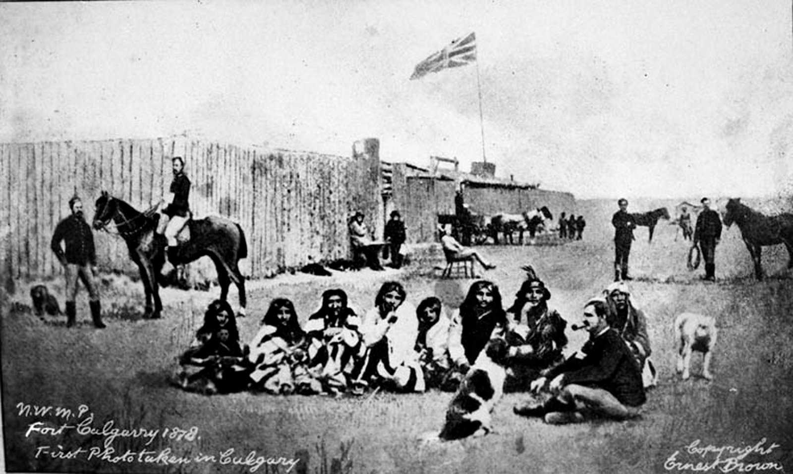 North-West Mounted Police members at Fort Calgary in 1878, Calgary, Alberta